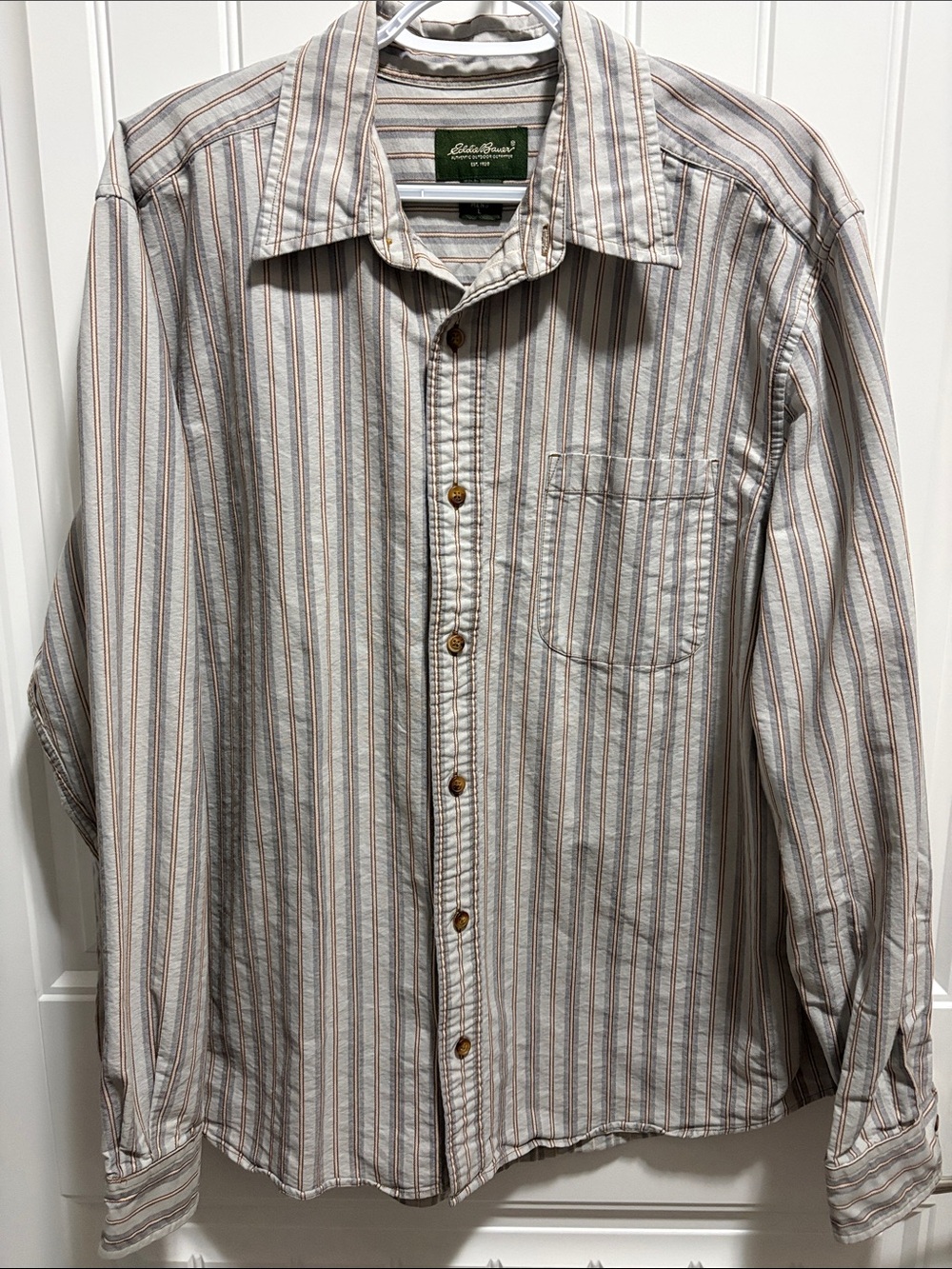 Eddie Bauer Men’s Large Heavyweight Striped Flannel Shirt